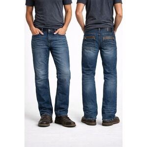 REDEMPTION DENIM Mens Jeans Style 740 Blue Wash 55 Ramie 45 Cotton Size 36/32